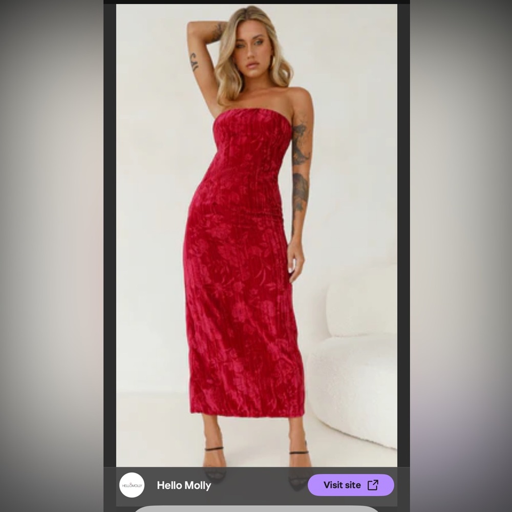 Hello Molly Strapless Dress in Rich Red